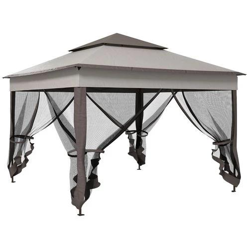 Outsunny Outsunny Garden Folding Tent Heavy Duty Pop Up Gazebo for Party Light Grey - Gazebos