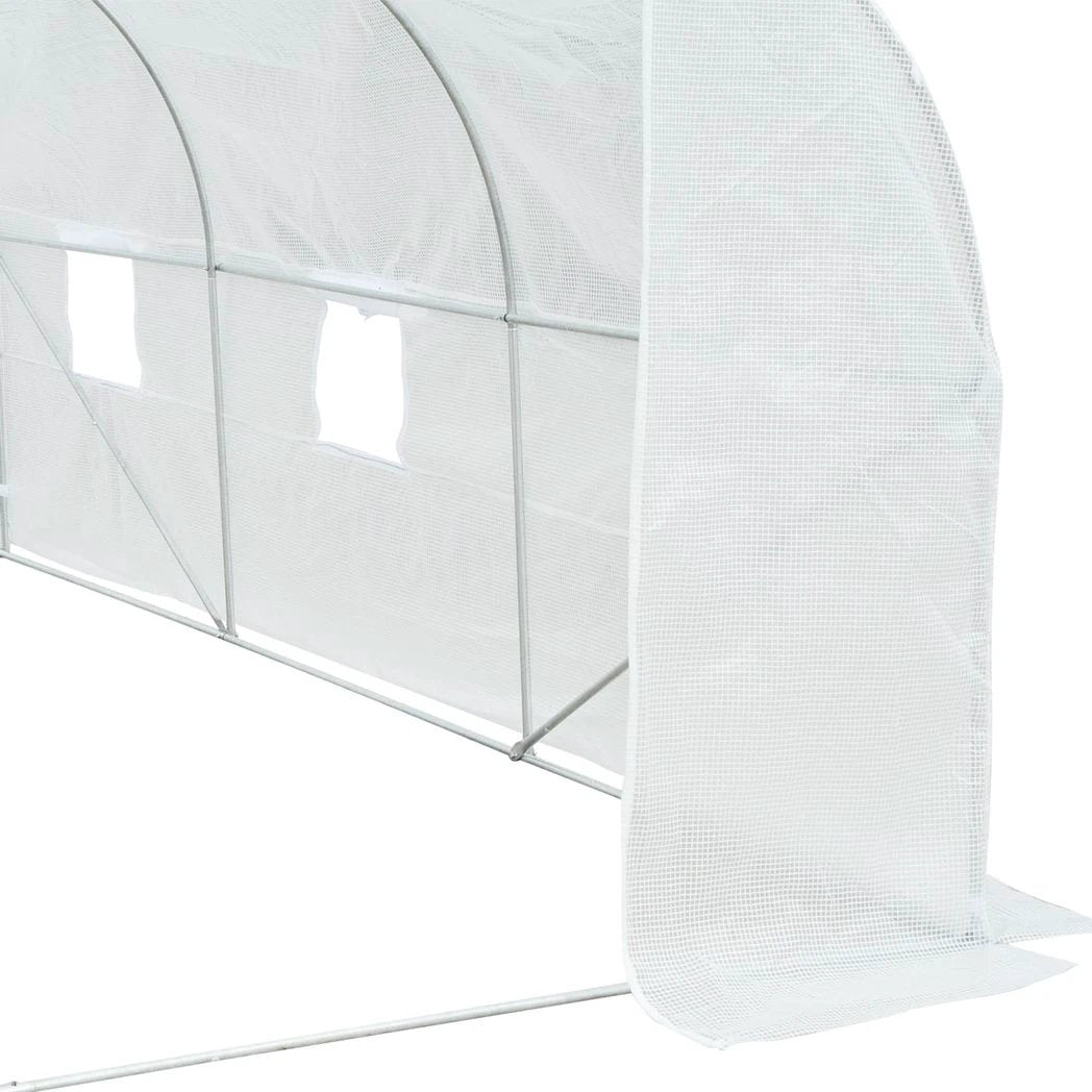 Outsunny PE Mesh Cover Galvanized Metal Frame Walk-In Greenhouse White - Greenhouse