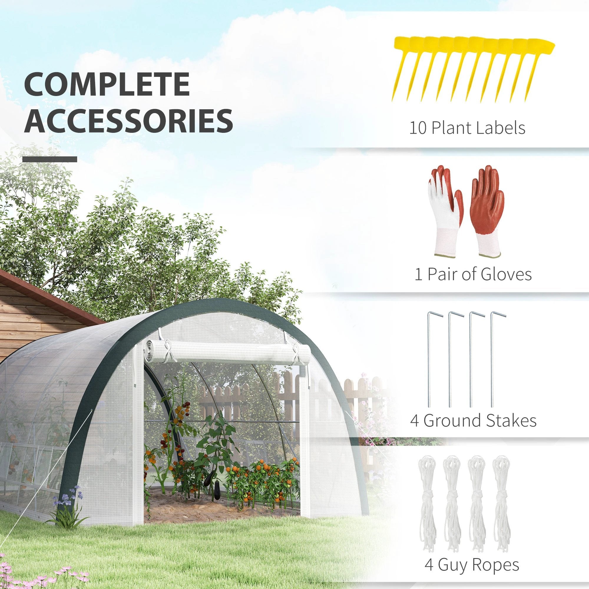 Outsunny Outsunny Walk-in Tunnel Greenhouse, Upgraded Structure, Mesh Door & Windows - Greenhouse