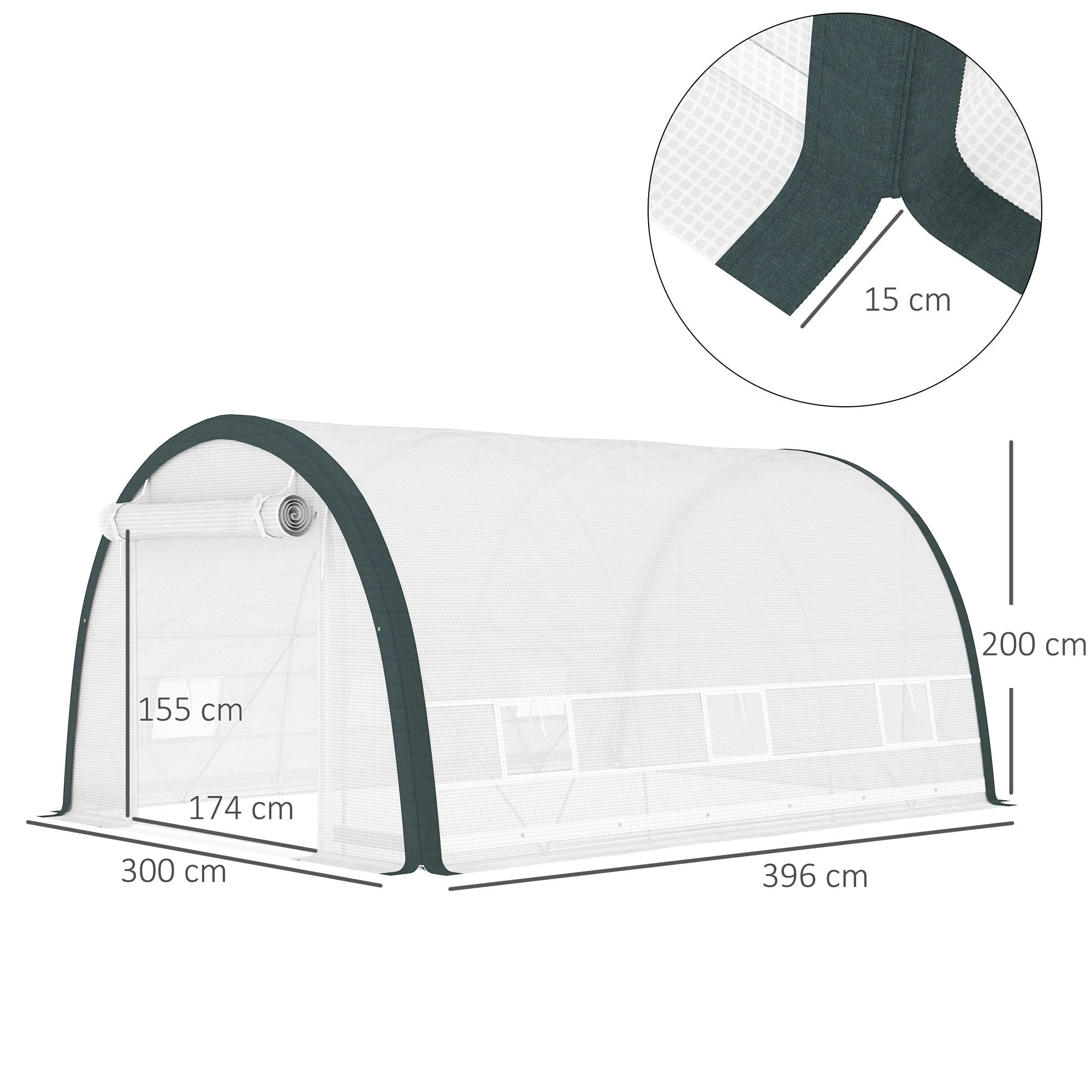 Outsunny Outsunny Walk-in Tunnel Greenhouse, Upgraded Structure, Mesh Door & Windows - Greenhouse