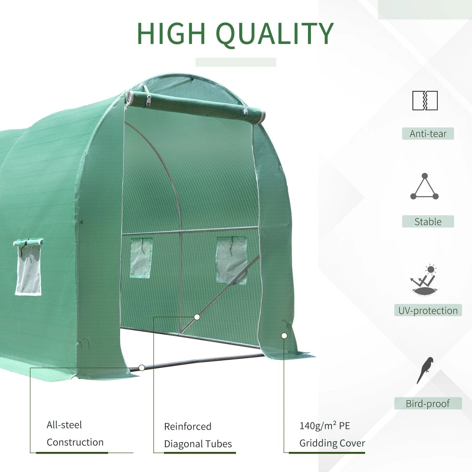 Outsunny Walk-in Greenhouse Tunnel Round Gardening - Uncategorized Greenhouse