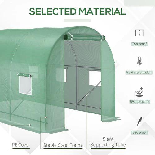 3.5 x 3 x 2 m Polytunnel Greenhouse Polytunnel Tent w/ PE Cover Green by Outsunny