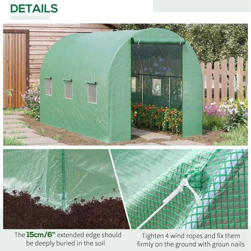 3.5 x 3 x 2 m Polytunnel Greenhouse Polytunnel Tent w/ PE Cover Green by Outsunny
