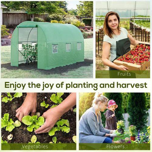 3.5 x 3 x 2 m Polytunnel Greenhouse Polytunnel Tent w/ PE Cover Green by Outsunny