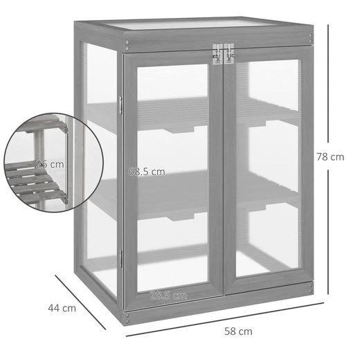 3-tier Wood Greenhouse Plant Storage Shelf Garden Cold Frame Grow House by Outsunny