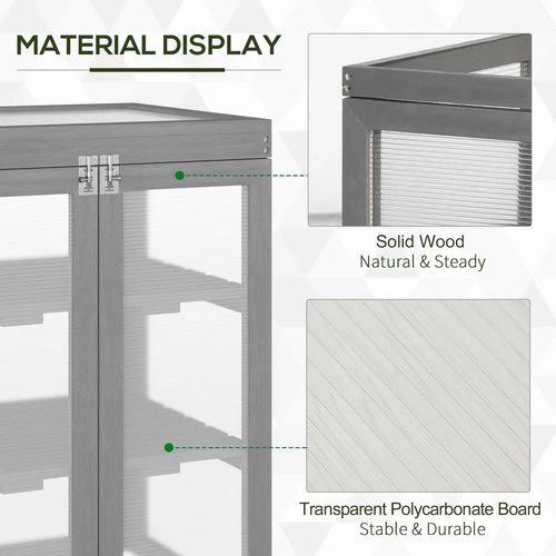 3-tier Wood Greenhouse Plant Storage Shelf Garden Cold Frame Grow House by Outsunny