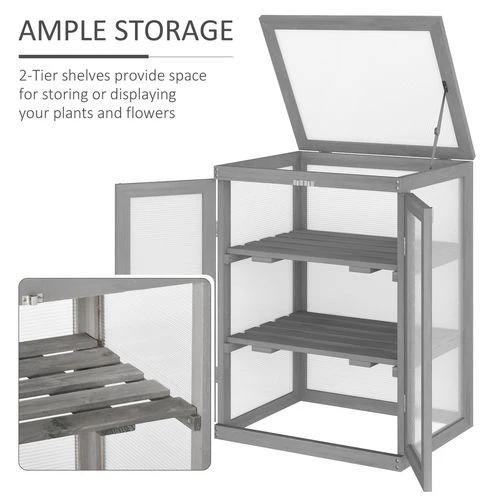 3-tier Wood Greenhouse Plant Storage Shelf Garden Cold Frame Grow House by Outsunny