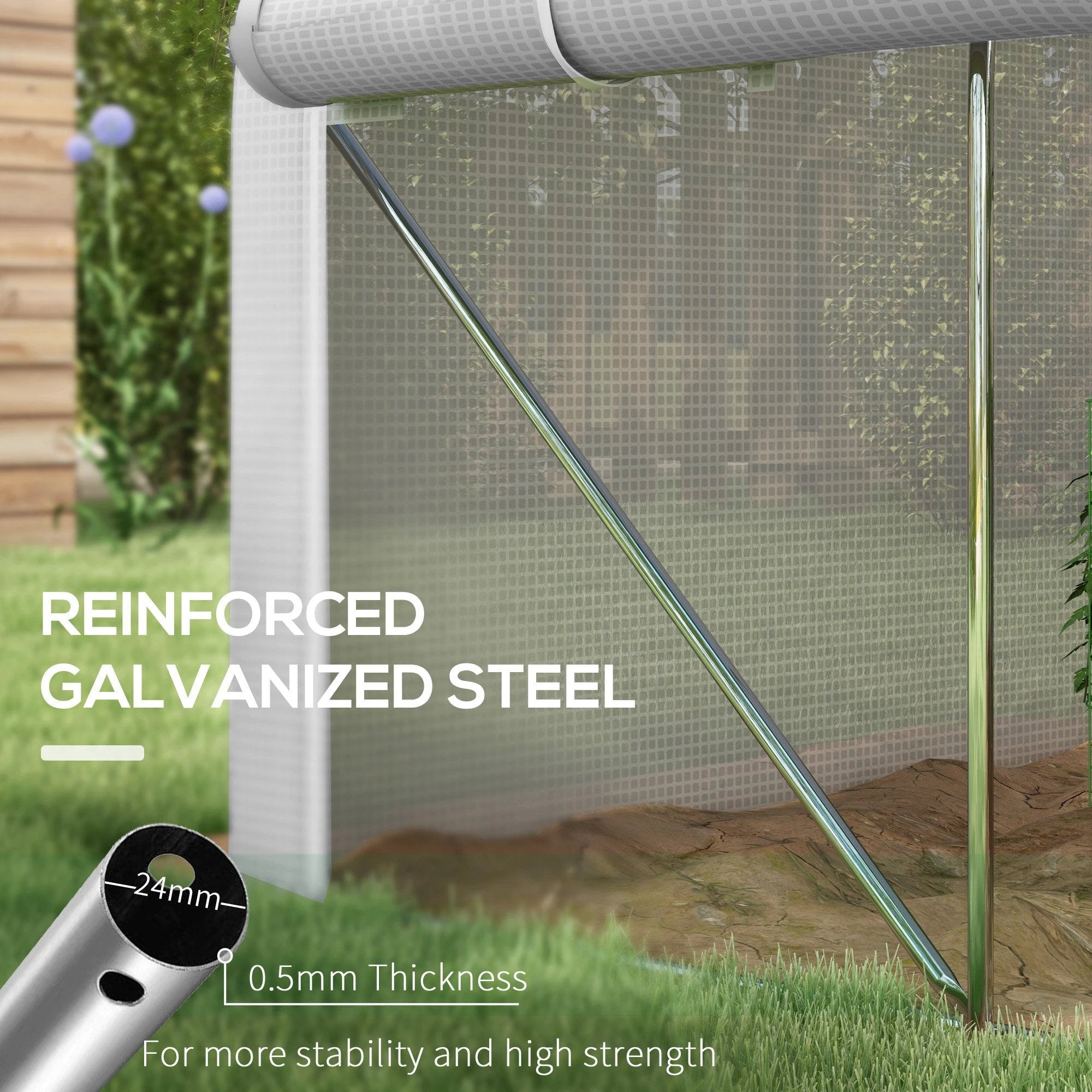 3 x 2m Polytunnel Greenhouse with Roll Up Sidewalls, Mesh Door, Plant Labels by Outsunny