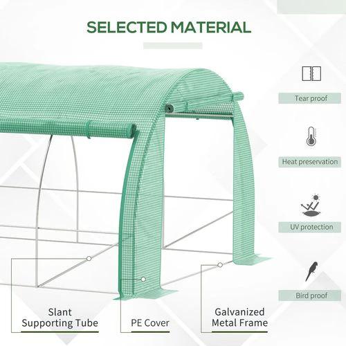 4 x 3 x 2 m Polytunnel Greenhouse Pollytunnel Tent w/ Steel Frame Green by Outsunny