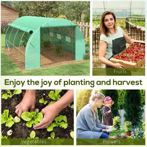 4 x 3 x 2 m Polytunnel Greenhouse Pollytunnel Tent w/ Steel Frame Green by Outsunny