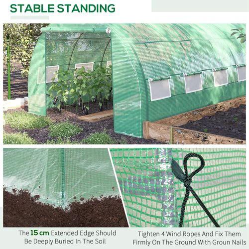 4 x 3 x 2 m Polytunnel Greenhouse Pollytunnel Tent w/ Steel Frame Green by Outsunny