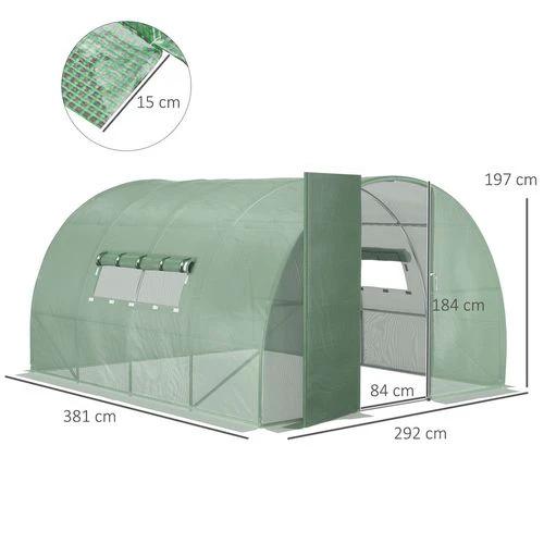 Outsunny 4 x 3M Walk-in Garden Polytunnel Greenhouse Galvanised Steel W/ Door - Greenhouse
