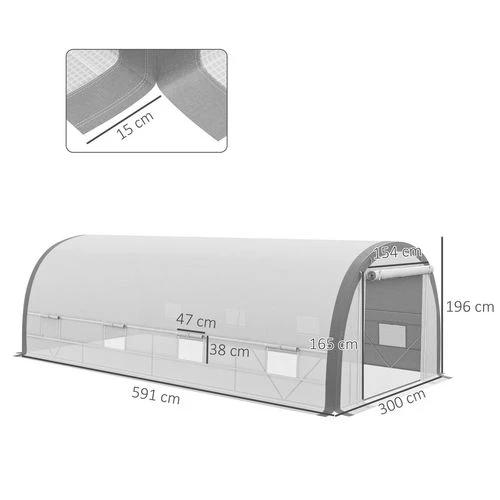 Outsunny 6 x 3(m) Upgraded Polytunnel Greenhouse w/ Mesh Door & Windows, 15 Plant Labels - Greenhouse
