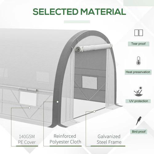 Outsunny 6 x 3(m) Upgraded Polytunnel Greenhouse w/ Mesh Door & Windows, 15 Plant Labels - Greenhouse