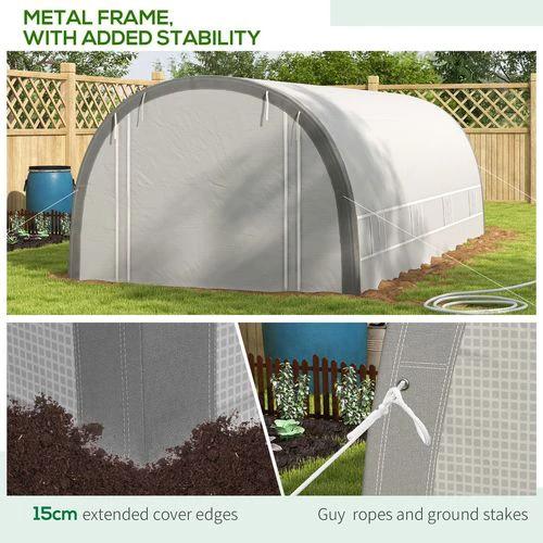 Outsunny 6 x 3(m) Upgraded Polytunnel Greenhouse w/ Mesh Door & Windows, 15 Plant Labels - Greenhouse