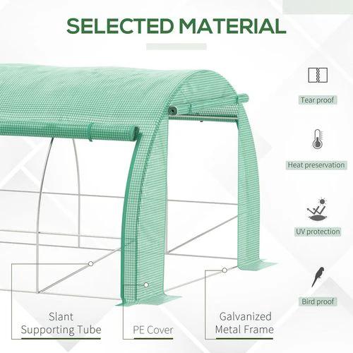6 x 3 x 2 m Polytunnel Greenhouse Pollytunnel Tent w/ Steel Frame Green by Outsunny