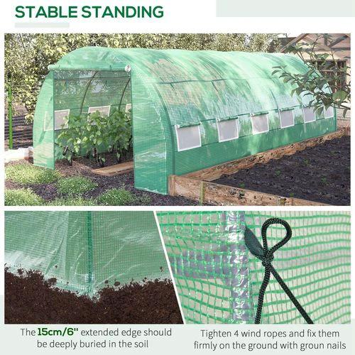 6 x 3 x 2 m Polytunnel Greenhouse Pollytunnel Tent w/ Steel Frame Green by Outsunny