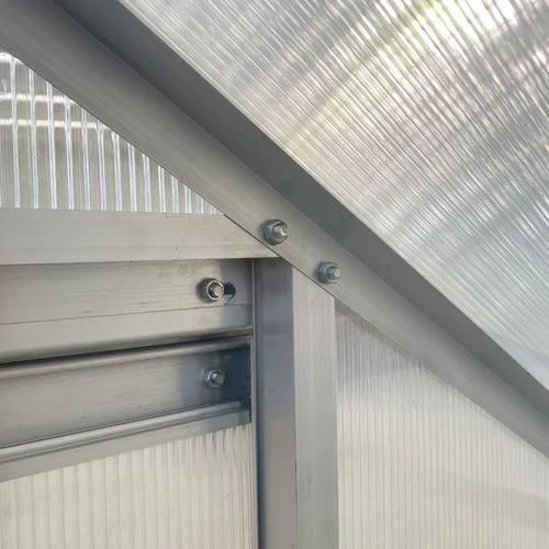 6 x 4ft Polycarbonate Greenhouse Aluminum Roof Vent, Rain Gutter Sliding Door, by Outsunny