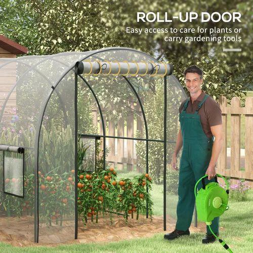 Outsunny 3 x 2 x 2m Polytunnel Greenhouse with Door, Windows, Steel Frame by Outsunny