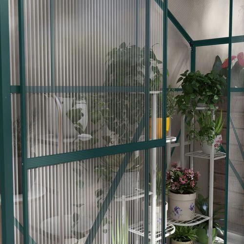 Outsunny Outsunny 6 x 2.5ft Polycarbonate Greenhouse Aluminium Green House, Green - Greenhouse