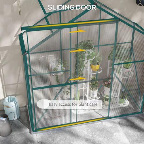 Outsunny Outsunny 6 x 2.5ft Polycarbonate Greenhouse Aluminium Green House, Green - Greenhouse