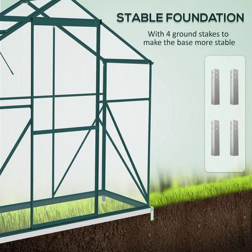Outsunny Outsunny 6 x 2.5ft Polycarbonate Greenhouse Aluminium Green House, Green - Greenhouse