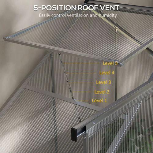 Outsunny 6 x 2.5ft Polycarbonate Greenhouse Aluminium Green House, Silver by Outsunny