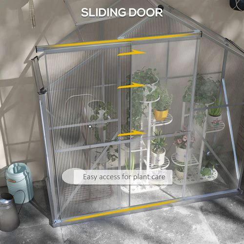 Outsunny 6 x 2.5ft Polycarbonate Greenhouse Aluminium Green House, Silver by Outsunny