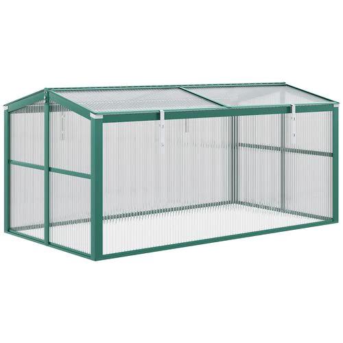Outsunny Aluminium Cold Frame Greenhouse Planter with Openable Top 130x70x61cm by Outsunny