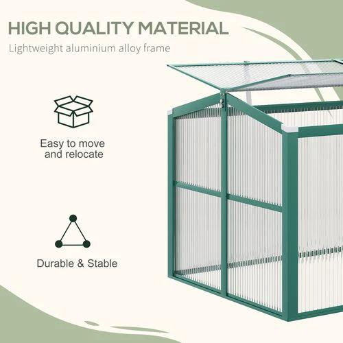 Outsunny Aluminium Cold Frame Greenhouse Planter with Openable Top 130x70x61cm by Outsunny