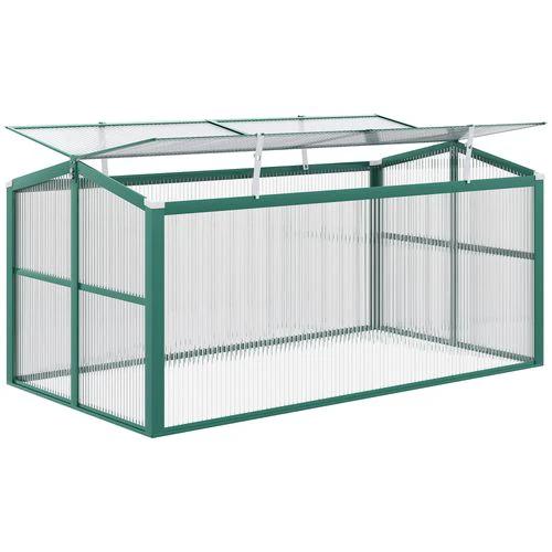 Outsunny Aluminium Cold Frame Greenhouse Planter with Openable Top 130x70x61cm by Outsunny