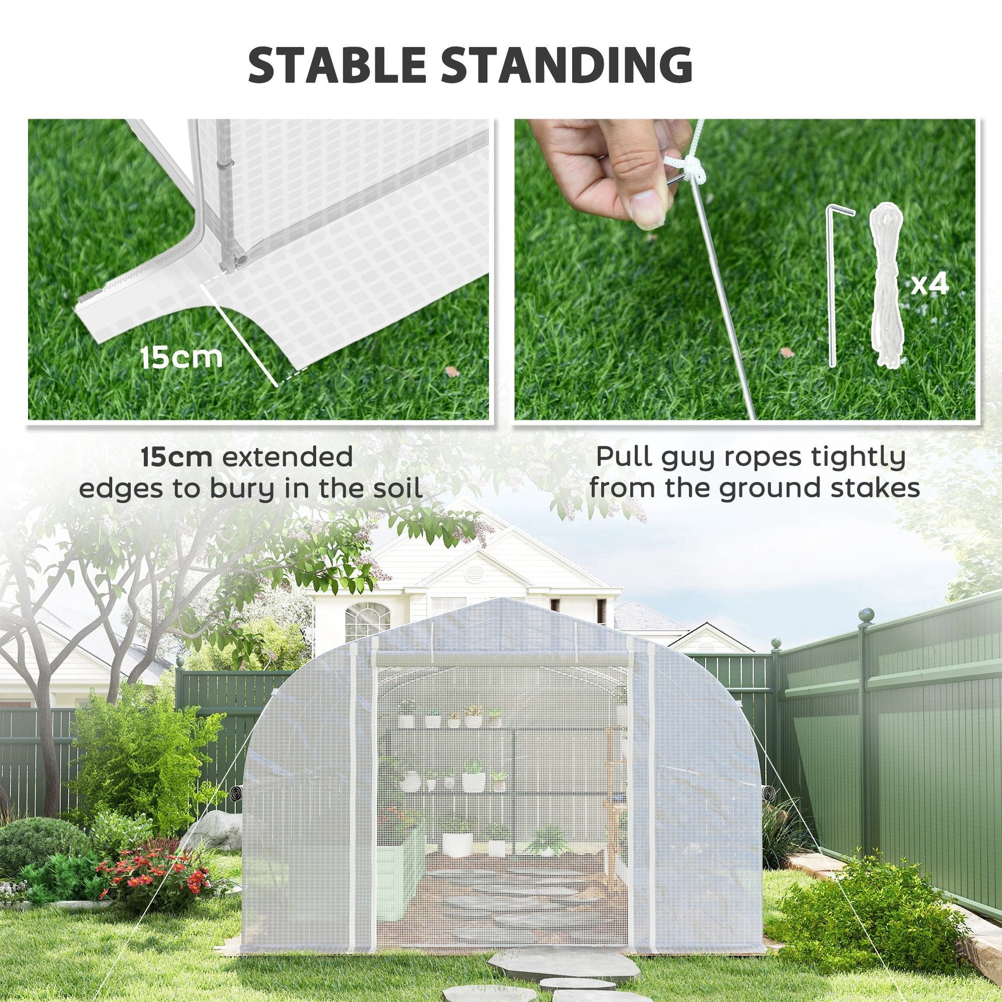 Outsunny Outsunny Polytunnel Greenhouse W/ Roll-up Sidewalls, Mesh Door, 6 x 3 x 2m - Greenhouse