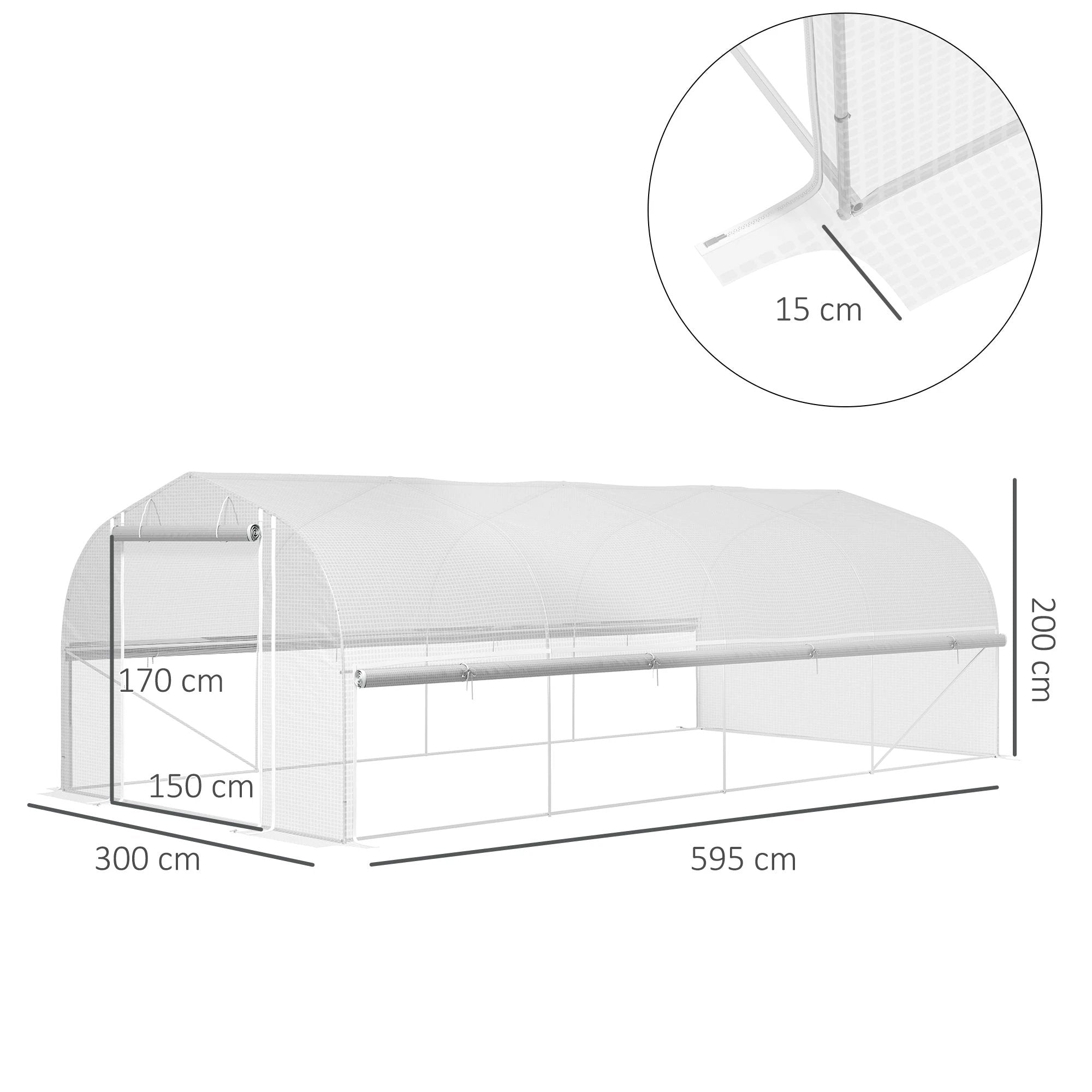Outsunny Outsunny Polytunnel Greenhouse W/ Roll-up Sidewalls, Mesh Door, 6 x 3 x 2m - Greenhouse