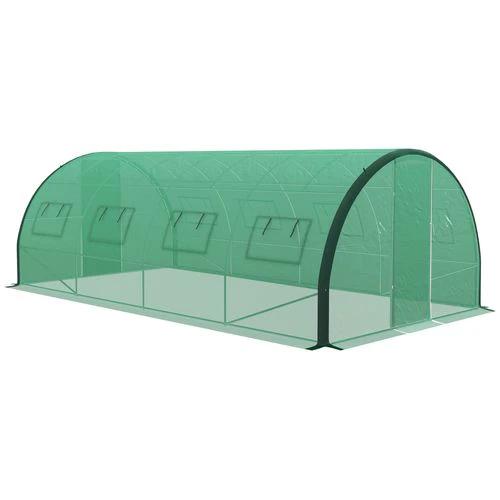 Outsunny Tunnel Greenhouse, Upgraded Structure, Hinged Doors, 6 x 3(m), Green by Outsunny
