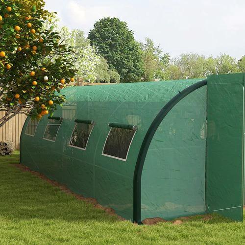 Outsunny Tunnel Greenhouse, Upgraded Structure, Hinged Doors, 6 x 3(m), Green by Outsunny