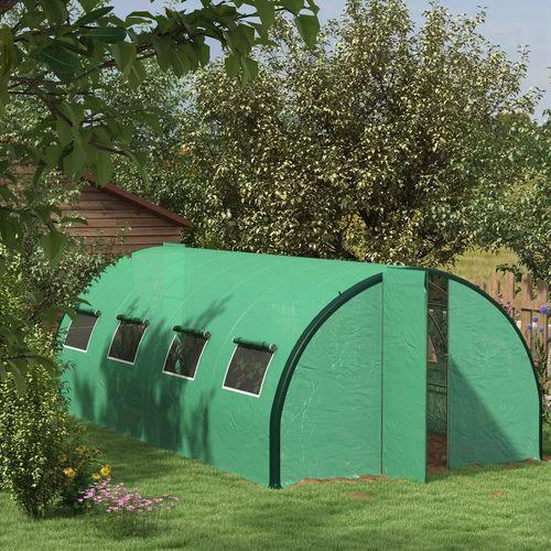 Outsunny Tunnel Greenhouse, Upgraded Structure, Hinged Doors, 6 x 3(m), Green by Outsunny