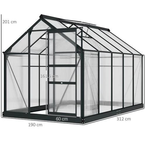 Outsunny Polycarbonate Walk-In Garden Greenhouse Aluminium Frame w/ Slide Door 6 x 10ft - Greenhouse