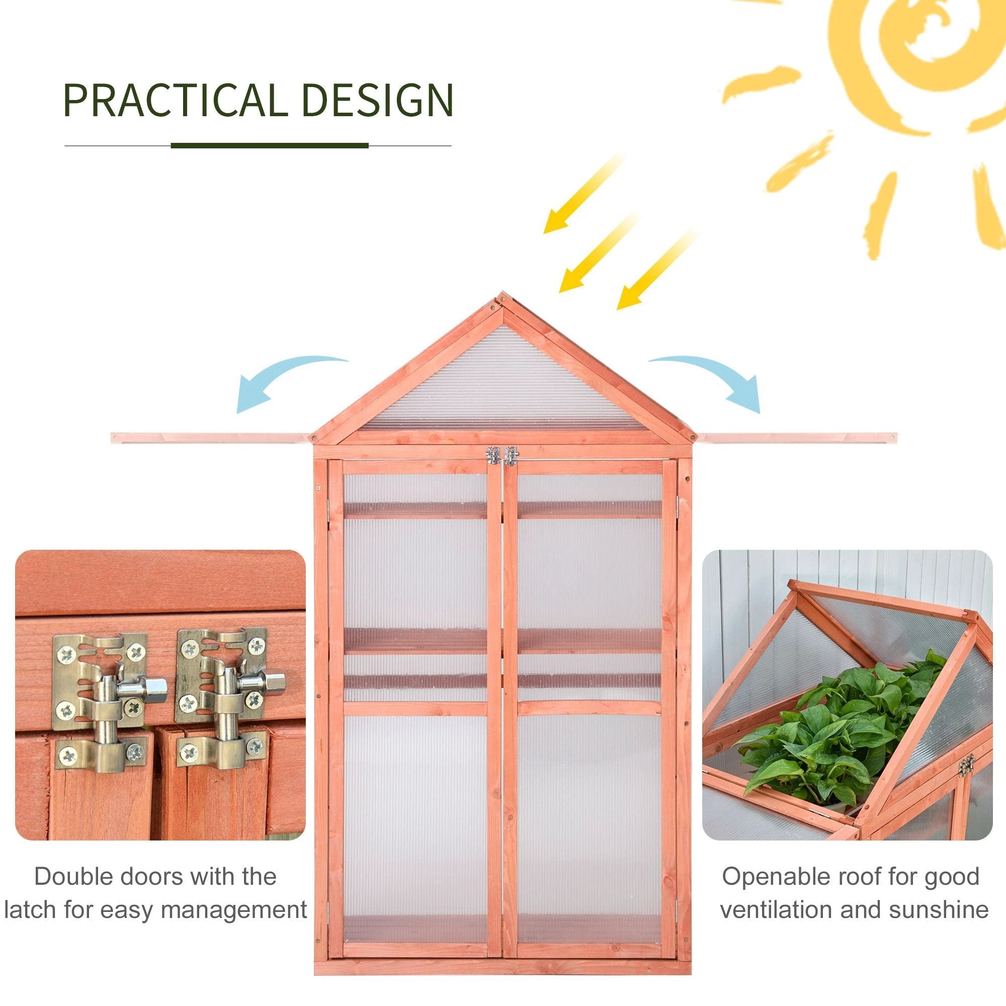 Outsunny Garden Polycarbonate Cold Frame Greenhouse Grow House Flower Vegetable Plants - Greenhouse