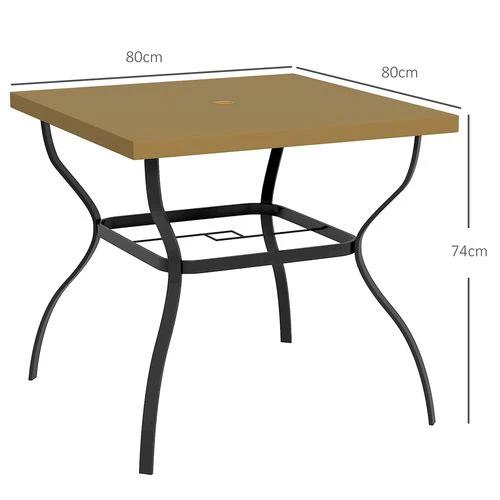 Outsunny Garden Dining Table w/ Umbrella Hole, Dining Table for 4, Grey by Outsunny