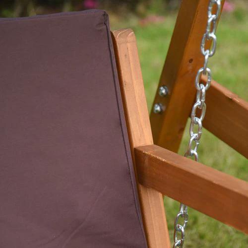 Outsunny 3 Seater Swing Chair & Adjustable Canopy, Wooden Hammock Bench Brown - Hammocks