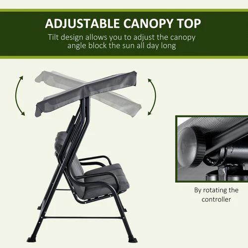 Outsunny 3 Seater Swing Chairs Thick Padded Seat Hammock Canopy Bench Bed - Grey - Hammocks
