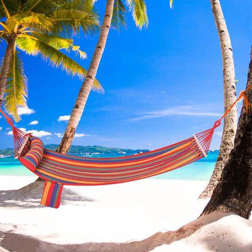 Cotton Hammock Soft Portable Swing Sleeping & Headrest & Side Pocket Chair by Outsunny