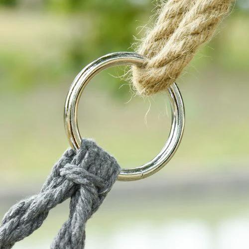 Hanging Hammock Chair Cotton Rope Swing & Metal Frame Large Macrame, Dark Grey by Outsunny