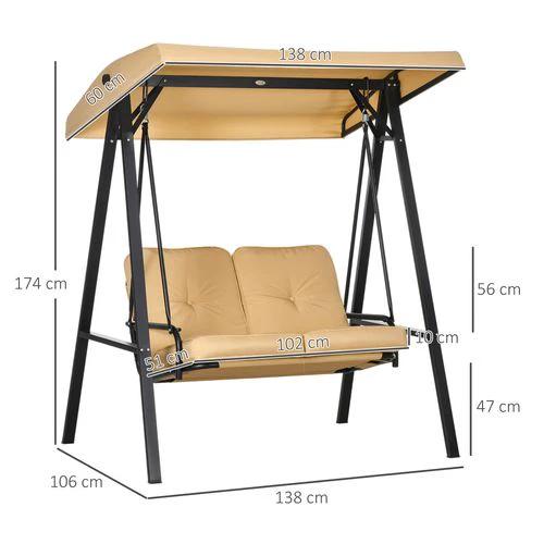 Outsunny Outsunny 2 Seater Garden Outdoor Swing Chair Hammock with Adjustable Canopy - Hammocks