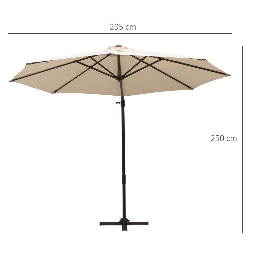 3m Cantilever Aluminium Frame Outdoor Garden Parasol by Outsunny