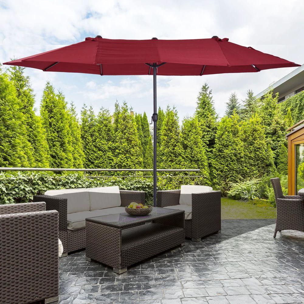 4.6m Double-Sided Patio Parasol Sun Umbrella by Outsunny