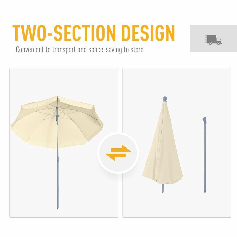 Outsunny 2.2M Tilt Beach Umbrella Parasol-Cream White - Uncategorized Parasol
