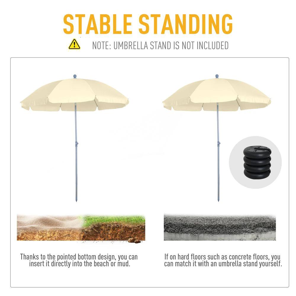 Outsunny 2.2M Tilt Beach Umbrella Parasol-Cream White - Uncategorized Parasol