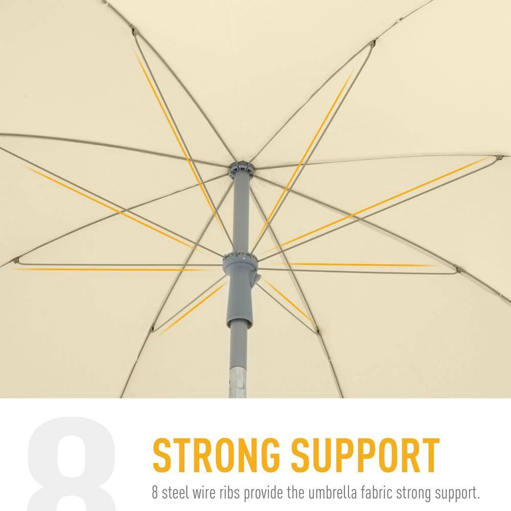 Outsunny 2.2M Tilt Beach Umbrella Parasol-Cream White - Uncategorized Parasol
