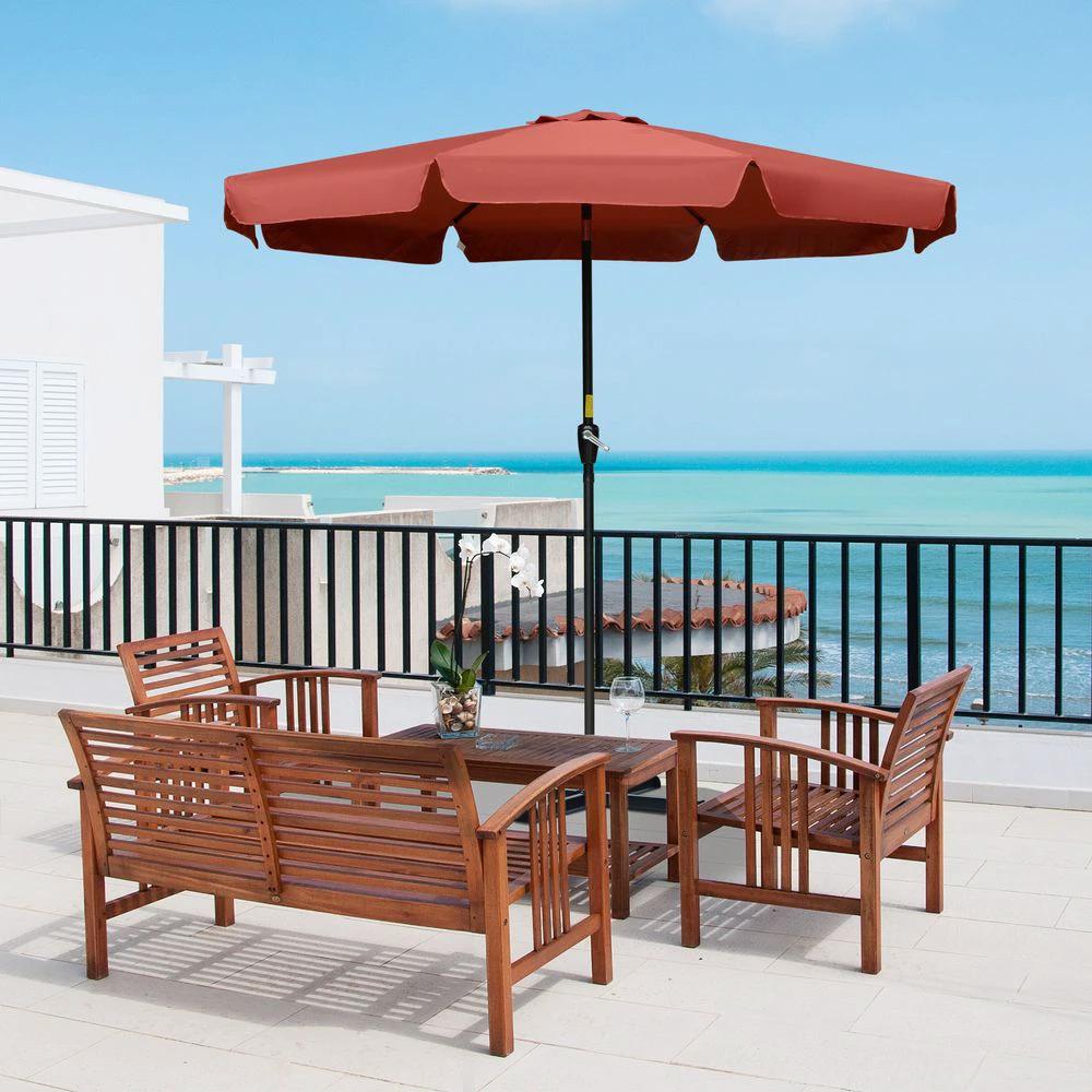 Outsunny 2.66m Patio Umbrella Garden Parasol Wine Red - Uncategorized Parasol